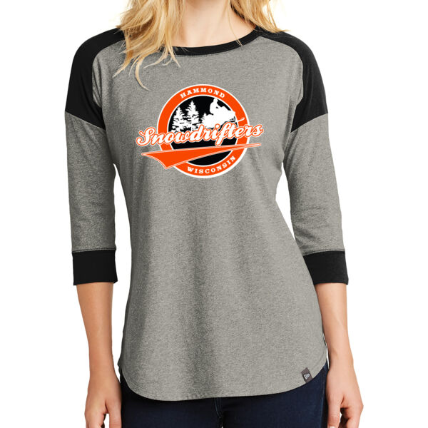 New Era Ladies Heritage 3/4 Sleeve Baseball Raglan Tee -  Printed Logo Thumbnail